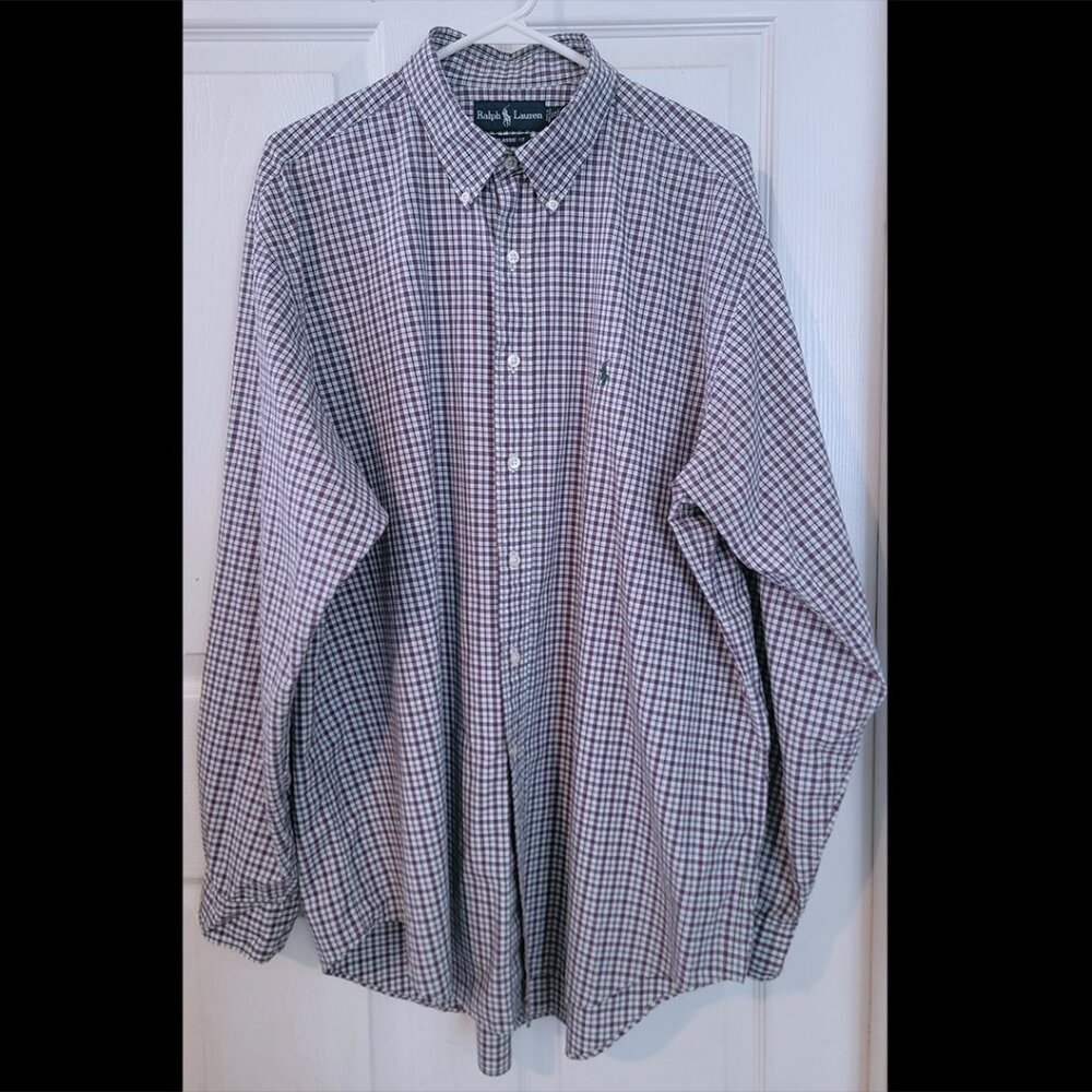 Ralph Lauren Men’s XL Dark Purple Plaid Shirt – Classic Fit